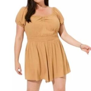 Torrid Camel Color  Smoked Waist Romper Size 5X New